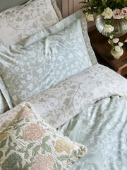 Historic Royal Palaces Sage Green Tudor Trail 250 Thread Count Duvet Cover and Pillowcase Set - Image 2 of 4