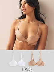 Weiß/Praline, Nude - Glättende T-Shirt-BHs, 2er-Pack, A–E - Bild 1 von 8