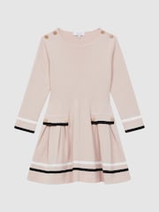 Reiss Pink Paige 9-14 yrs Knitted Flared Dress - Image 2 of 5