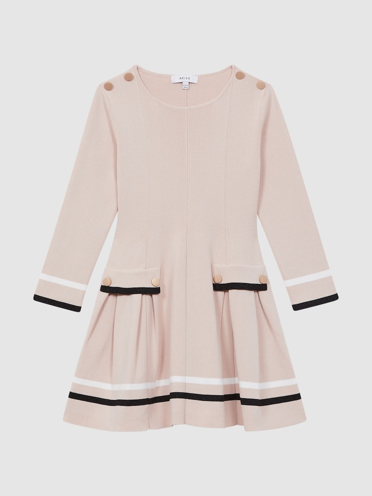 Reiss Pink Paige 9-14 yrs Knitted Flared Dress - Image 2 of 5