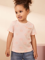 Roza roža fluro - kratek rokav; s kratkimi rokavi Hrebenovka 100% Bombažna majica (3mths-7yrs) - Slika 1 iz 7