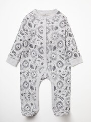 Little Gent Grey Lion Print Cotton 3-Piece Baby Gift Set - Image 2 of 5