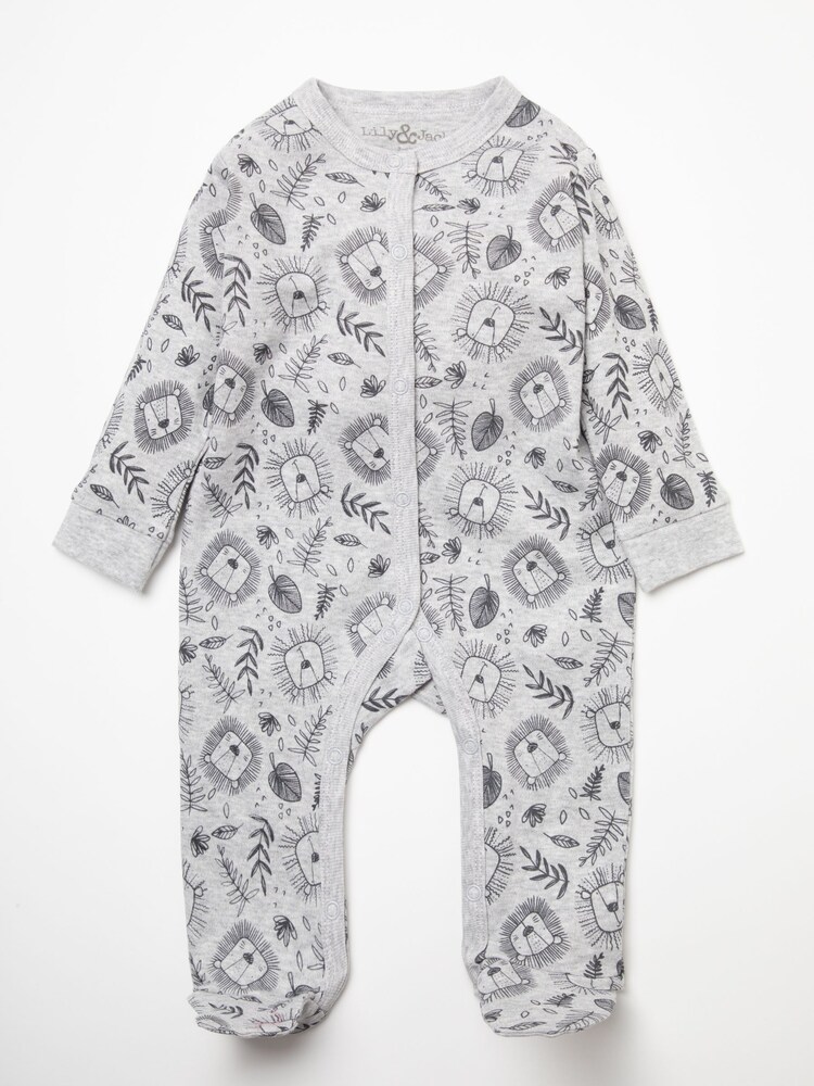 Little Gent Grey Lion Print Cotton 3-Piece Baby Gift Set - Image 2 of 5