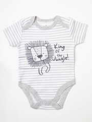 Little Gent Grey Lion Print Cotton 3-Piece Baby Gift Set - Image 3 of 5