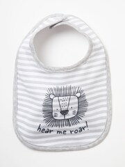 Little Gent Grey Lion Print Cotton 3-Piece Baby Gift Set - Image 4 of 5