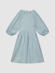 Reiss Blue Hannah 4-9 yrs 100% Cotton Bow Back Dress - Image 2 of 7