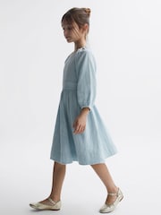 Reiss Blue Hannah 4-9 yrs 100% Cotton Bow Back Dress - Image 3 of 7