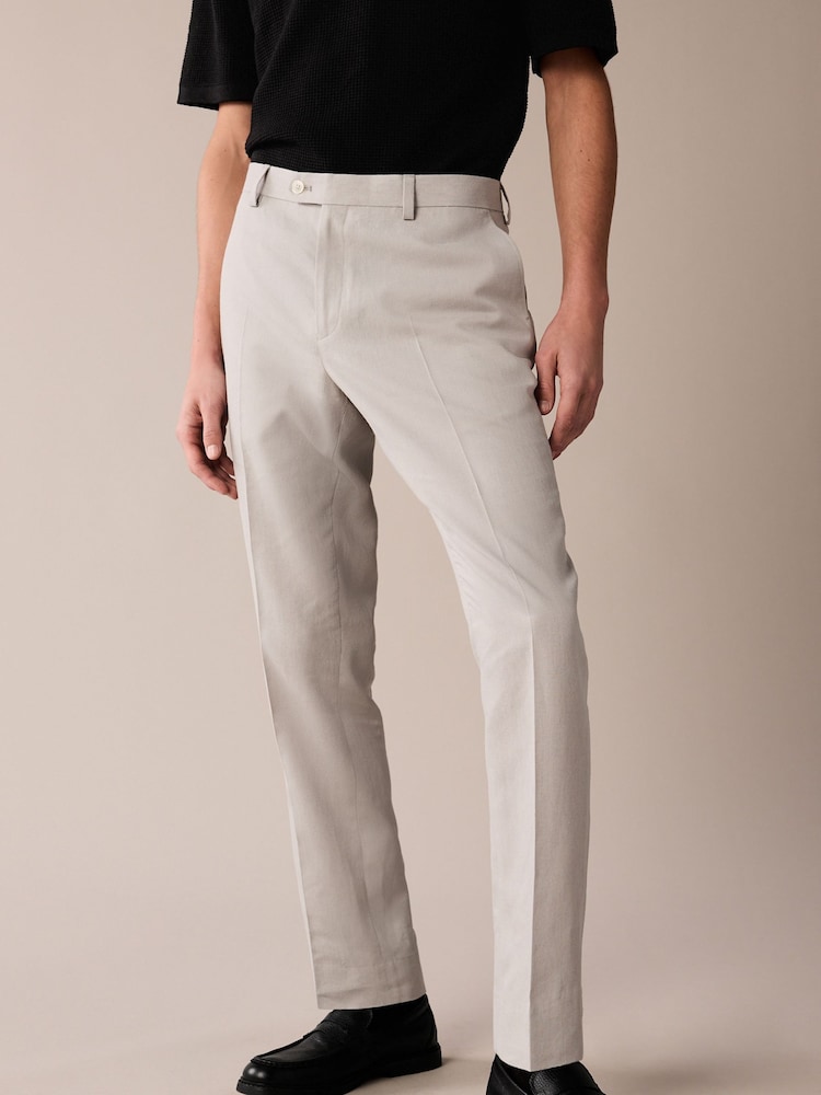 Hellgrau - Slim-Fit-Anzughose aus Leinenmischung - Image 1 of 5