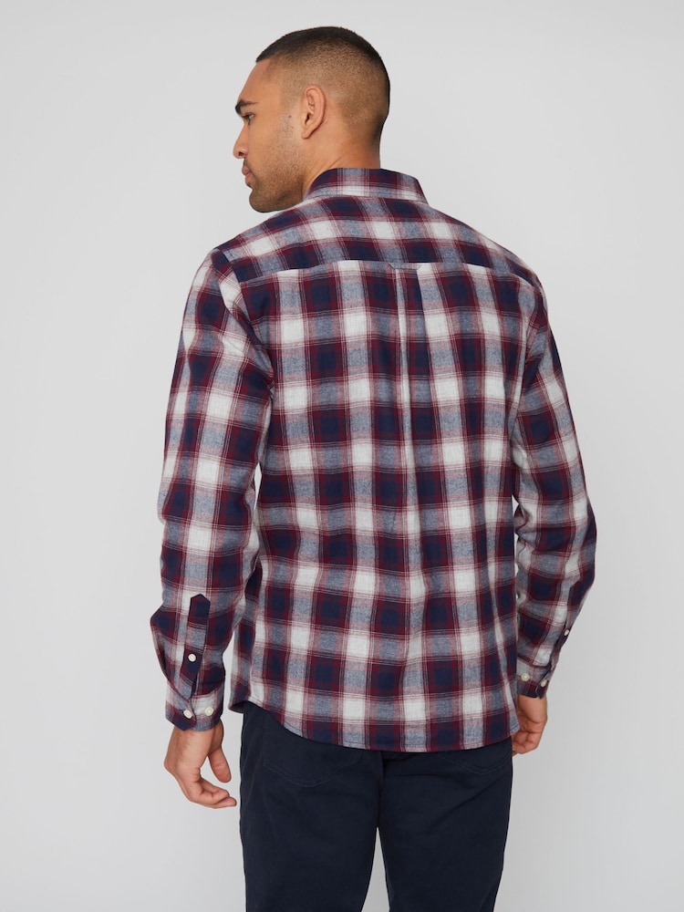 Threadbare Red Brushed 100% Cotton Long Sleeve Check Shirt - Image 2 of 4
