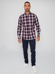 Threadbare Red Brushed 100% Cotton Long Sleeve Check Shirt - Image 3 of 4