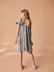 Silver Sequin One Shoulder Party Dress (3-16yrs) - Image 3 of 7
