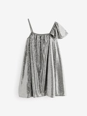Silver Sequin One Shoulder Party Dress (3-16yrs) - Image 6 of 7