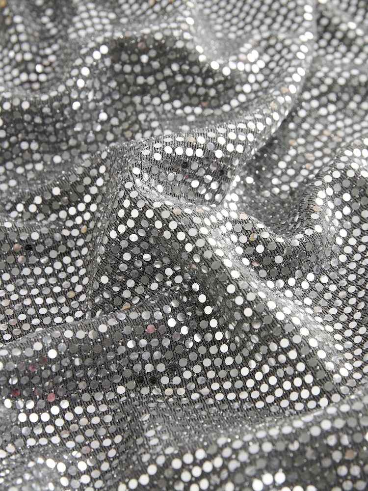 Silver Sequin One Shoulder Party Dress (3-16yrs) - Image 7 of 7