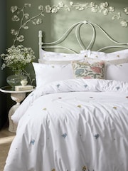 Historic Royal Palaces Multi White Royal Embroidery 200 Thread Count Duvet Cover and Pillowcase Set - Image 1 of 5