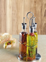 Clear 270ml Three Bottle Oil And Vinegar Set With Stand - Image 1 of 1