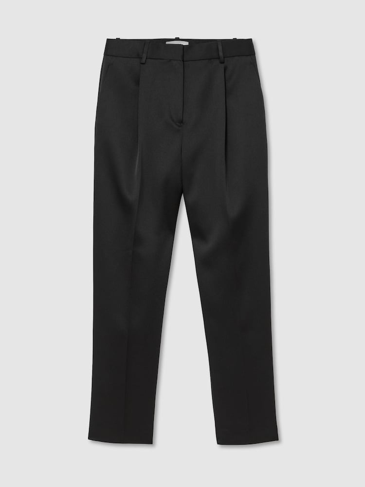 Schwarz - Reiss Ellen Taper Satin Single-Pleat Tapered Trousers - Bild 2 von 7 Schwarz - Reiss Ellen Taper Satin Single-Pleat Tapered Trousers - Bild 2 von 7