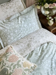 Historic Royal Palaces Set of 2 Sage Green Tudor Trail 250 Thread Count Pillowcases - Image 1 of 3