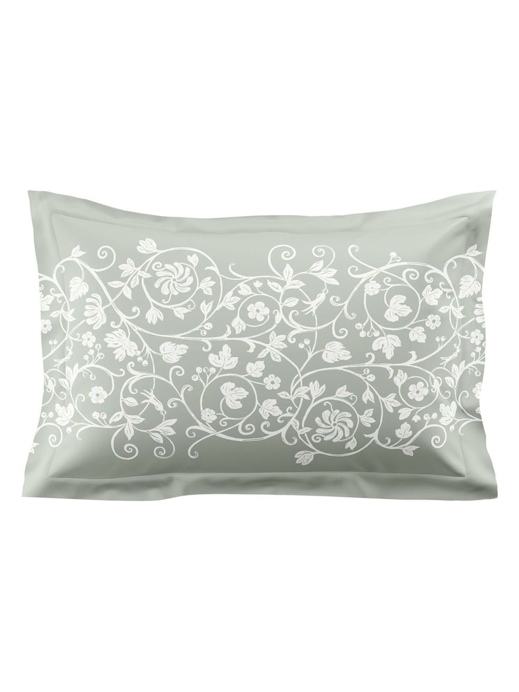 Historic Royal Palaces Set of 2 Sage Green Tudor Trail 250 Thread Count Pillowcases - Image 2 of 3 Historic Royal Palaces Set of 2 Sage Green Tudor Trail 250 Thread Count Pillowcases - Image 2 of 3