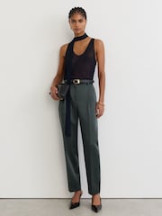 Grün - Reiss Ellen Taper Satin Single-Pleat Tapered Trousers - Bild 1 von 7