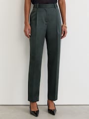 Grün - Reiss Ellen Taper Satin Single-Pleat Tapered Trousers - Bild 3 von 7