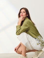 Ecru - Signature Leather Klobige Turnschuhe mit Webmuster - Bild 2 von 9