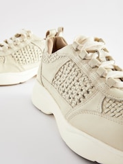 Ecru - Signature Leather Klobige Turnschuhe mit Webmuster - Bild 7 von 9
