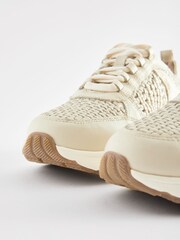 Ecru - Signature Leather Klobige Turnschuhe mit Webmuster - Bild 9 von 9