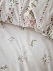 Historic Royal Palaces Clay Pink Sage Waistcoat Stripe 200 Thread Count Duvet Cover and Pillowcase Set - Image 3 of 7