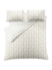 Historic Royal Palaces Clay Pink Sage Waistcoat Stripe 200 Thread Count Duvet Cover and Pillowcase Set - Image 4 of 7