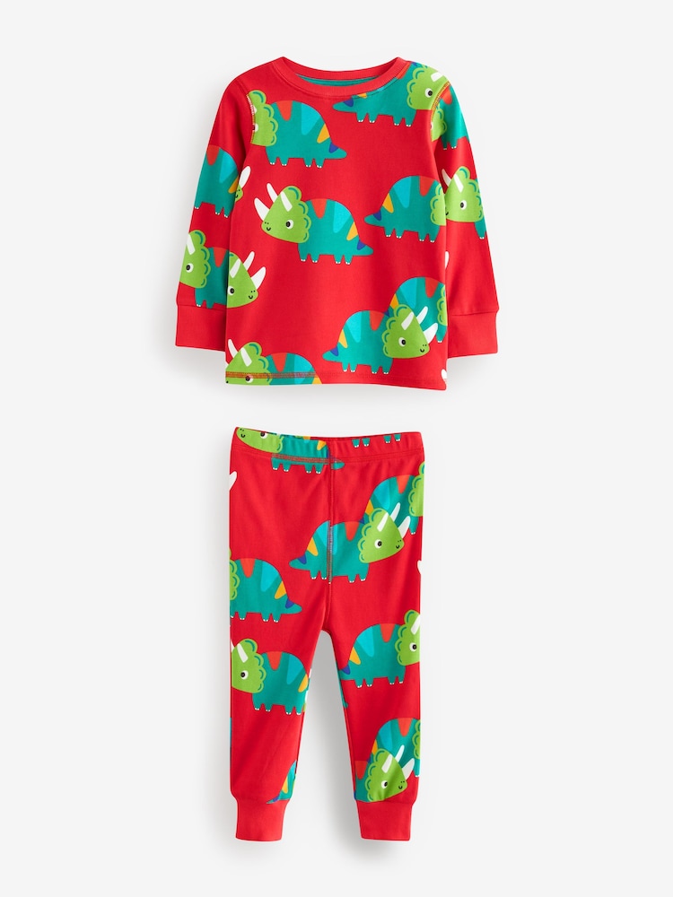 Rot/Blau/Grün/Dinosaurier - Langarm-Pyjama-Set aus 100% Baumwolle im 3er-Pack (9M.–8J.) - Bild 2 von 5