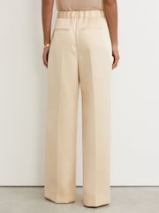 Reiss Cream Ellen Petite Satin Wide-Leg Drawstring Trousers - Image 6 of 8