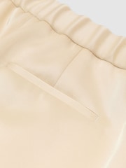 Reiss Cream Ellen Petite Satin Wide-Leg Drawstring Trousers - Image 7 of 8