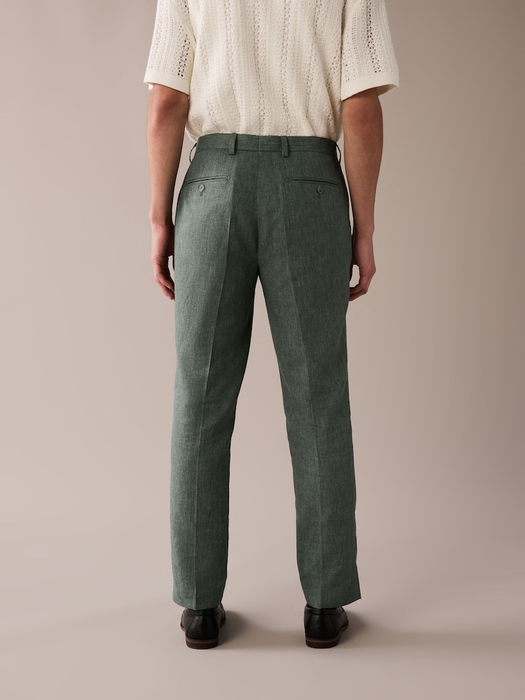Verde - Pantalones de traje a medida en mezcla de lino - Imagen 2 de 3 Verde - Pantalones de traje a medida en mezcla de lino - Imagen 2 de 3