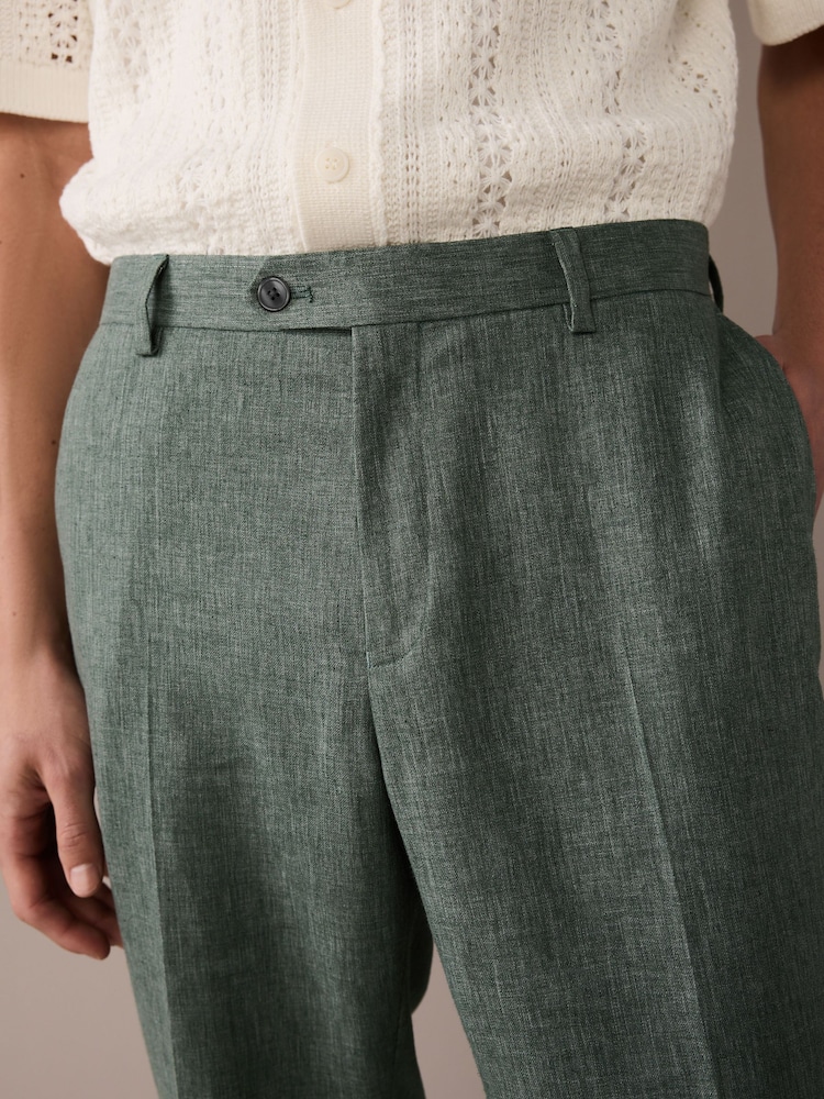 Verde - Pantalones de traje a medida en mezcla de lino - Imagen 3 de 3 Verde - Pantalones de traje a medida en mezcla de lino - Imagen 3 de 3