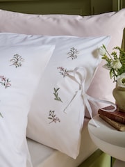 Historic Royal Palaces Rose Pink Victoria Sprigs Embroidery 200 Thread Count Duvet Cover and Pillowcase Set - Image 3 of 7
