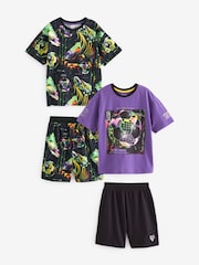 Black/Purple Football Short Pyjamas 2 Pack (3-16yrs) - Image 5 of 8