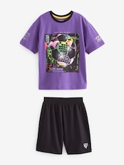 Black/Purple Football Short Pyjamas 2 Pack (3-16yrs) - Image 6 of 8