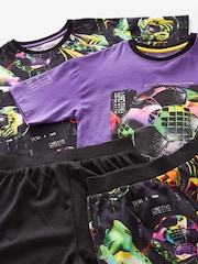Black/Purple Football Short Pyjamas 2 Pack (3-16yrs) - Image 8 of 8