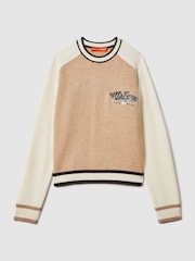 Reiss x McLaren F1 Team Camel/Ecru McLaren F1 Wool Cashmere Cropped Jumper - Image 2 of 7