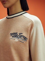 Reiss x McLaren F1 Team Camel/Ecru McLaren F1 Wool Cashmere Cropped Jumper - Image 4 of 7