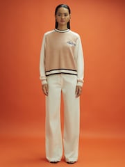 Reiss x McLaren F1 Team Camel/Ecru McLaren F1 Wool Cashmere Cropped Jumper - Image 5 of 7