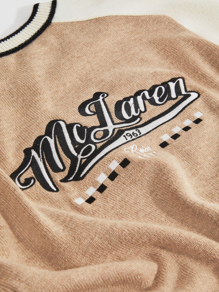 Reiss x McLaren F1 Team Camel/Ecru McLaren F1 Wool Cashmere Cropped Jumper - Image 7 of 7