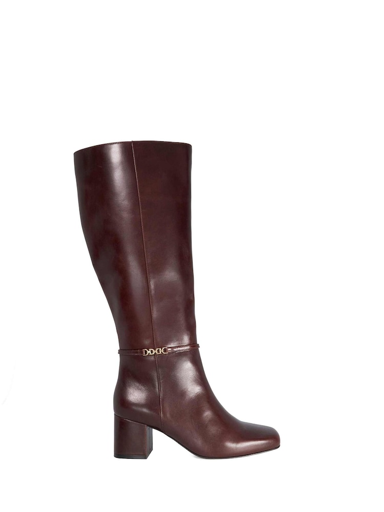 Dune London Brown Wide Fit Sanna Knee High Boots - Image 1 of 5 Dune London Brown Wide Fit Sanna Knee High Boots - Image 1 of 5
