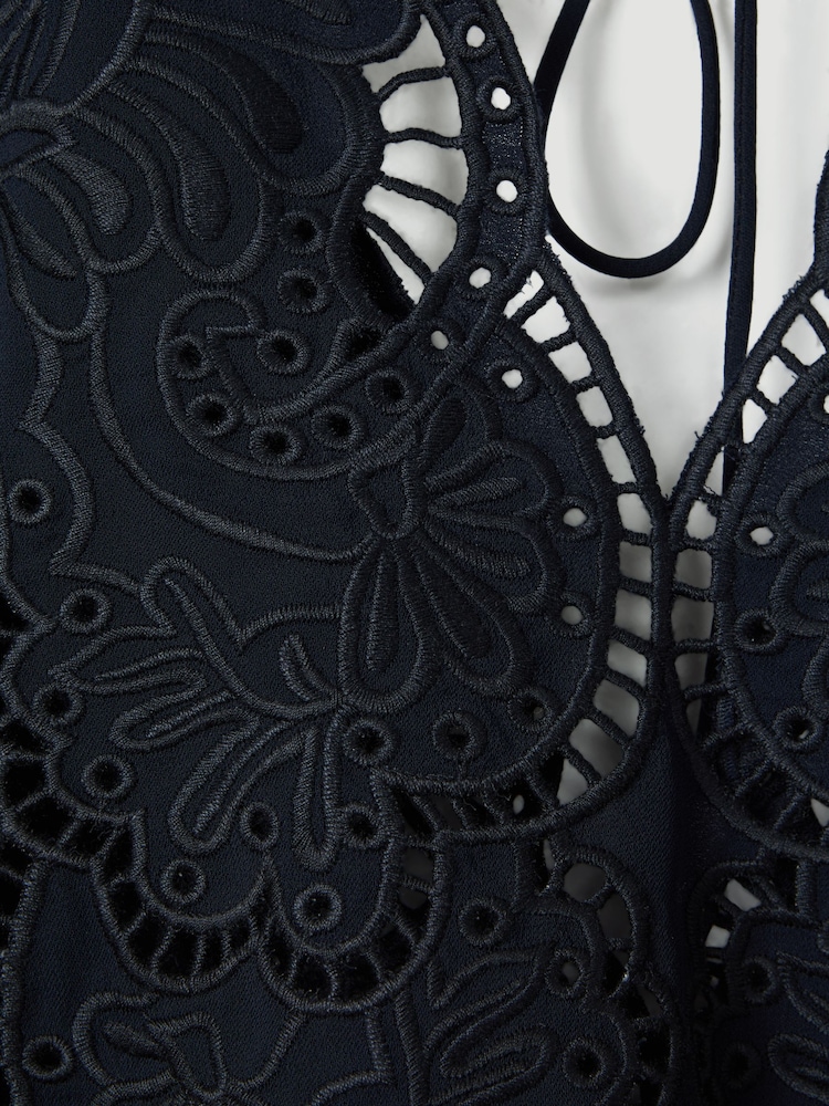 Reiss Navy Noa Lace Cut-Out Blouse - Image 7 of 7