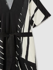 Reiss Black/White Cami Printed Fit and Flare Midi Dress - Image 7 of 7