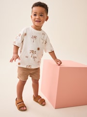 Ecru White Palms All-Over Print Short Sleeve T-Shirt (3mths-7yrs) - Image 2 of 7