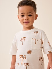Ecru White Palms All-Over Print Short Sleeve T-Shirt (3mths-7yrs) - Image 4 of 7