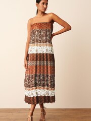 Muster, Braun - Plissiertes Maxi-Schlauchkleid - Bild 1 von 1