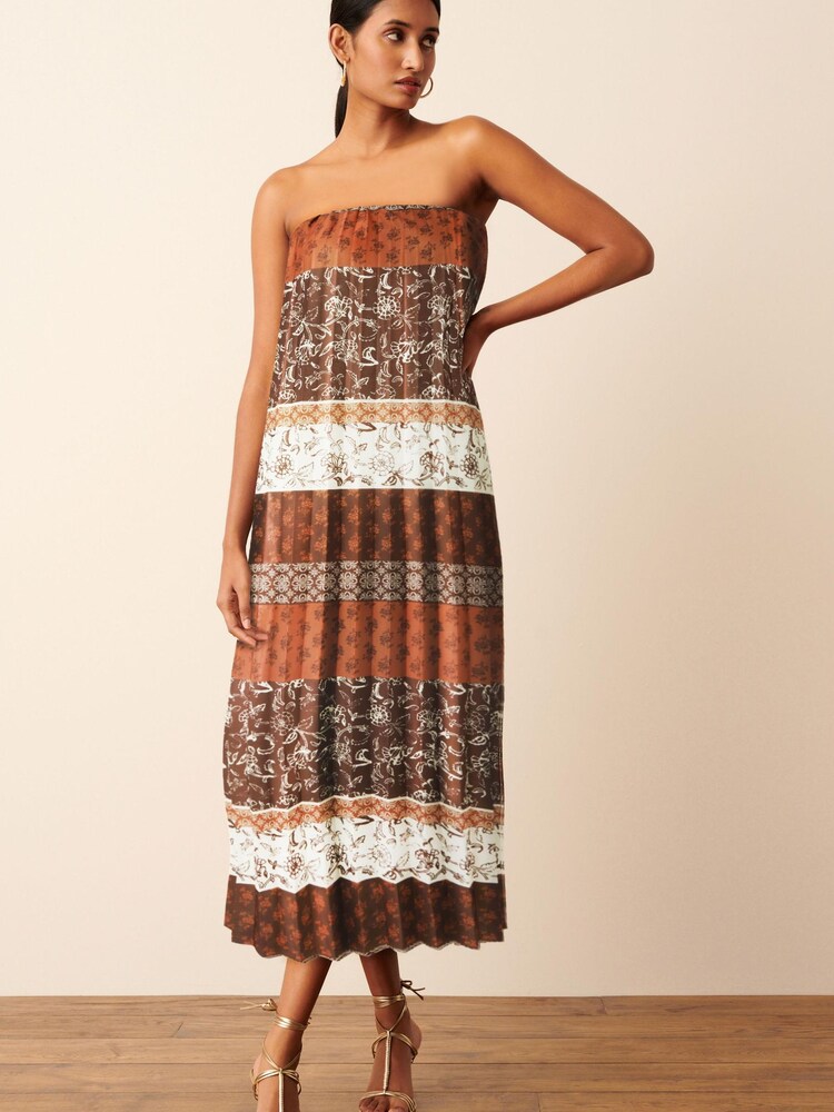 Muster, Braun - Plissiertes Maxi-Schlauchkleid - Bild 1 von 1