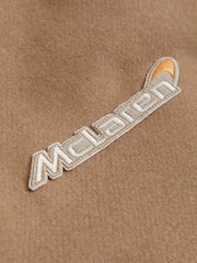 Reiss x McLaren F1 Team Camel/Ecru McLaren F1 Leather Varsity Jacket - Image 8 of 9